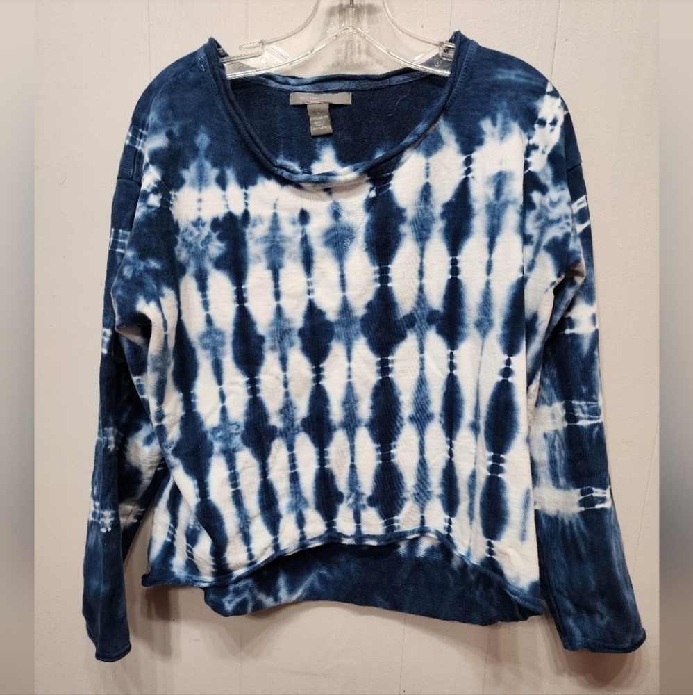 Vicinity Long Sleeve‎ Top Large Tie Dye Blue White Casual C28